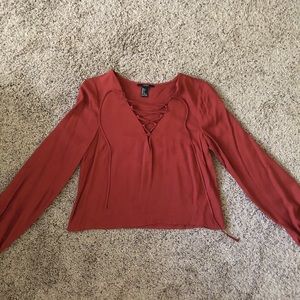 Cropped long sleeve blouse